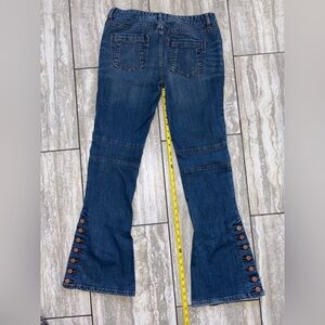 Free People 29 Dark Blue Bootcut Jeans with Button Accents EUC